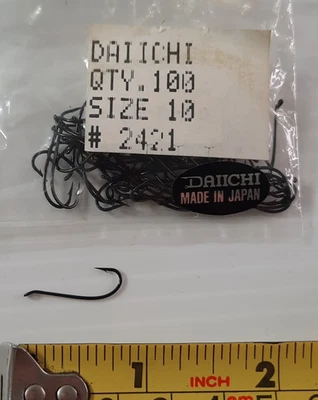 64 DAIICHI Size 10 #2421 Hooks Salmon Steelhead up eye Dry Fly Tying Hooks #18 - Image 1 of 2