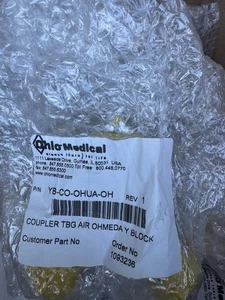Ohio Medical Amvex YB-CO-OHUA-OH Y Block Adapter Medical Air Yellow - Picture 1 of 3