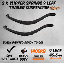2x 9 LEAF SPRING TRAILER SLIPPER SPRING SUSPENSION SLIPPER EYE PAIR 1400KG BLACK