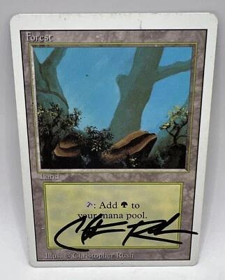 MTG - Revised - Forest - LP - signed by Christopher Rush - Image 1 of 2
