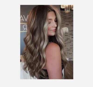 Pelucas sin tapa de cabello humano natural marrón claro ondulado para mujer 24 pulgadas - Imagen 1 de 7