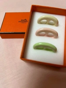 HERMES chaine d'Ancre scarf ring tribou plastic pink/gree rare color+ Box 05Y - Picture 1 of 5