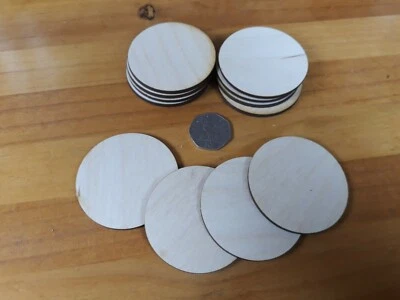 12x 60mm/6cm Wooden CIRCLE Craft Shapes Wood DIY Decoration Disc Plaque  - Image 1 of 3