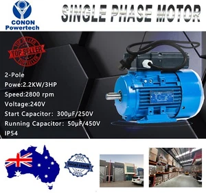 240V Reversible Motor 3HP | 2800RPM | Plugged with UK/AU Plug | Dual Capacitor - Picture 1 of 17