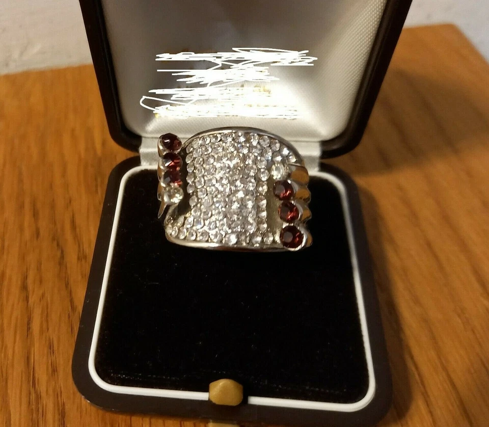 ANELLO DONNA A PAVE' GRANDE METALLO COLOR ARGENTO ZIRCONI BIANCHI LUMINOSO - Immagine 1 di 1