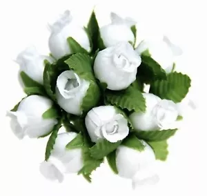 144 Miniature Poly Rose Silk Favor Flower Pick Wedding Shower - White - Picture 1 of 2