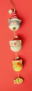 Santa Hat Kitty Cat's & Kitten Hanging Christmas Tree Ornament Figurine 11.5" - Picture 1 of 13