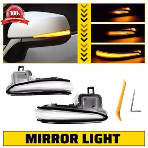 2X Sequential LED Side Mirror Turn Signal Lights Clear For 2019-23 Toyota RAV4 T - Picture 1 of 11