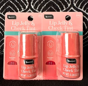 2pk BPURE LIP JELLY & CHEEK TINT CORAL SHEER BUILDABLE COLOR HYALURONIC ACID - Picture 1 of 11
