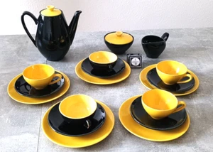 A25/93 Villeroy & Boch V&B Biarritz Schwarz Gelb Teeservice 5 Personen 18 teilig - Bild 1 von 4