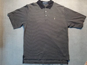 POLO RALPH LAUREN MEN'S SHIRT XL Black with Stripes Prima cotton Short Sleeve - Picture 1 of 5