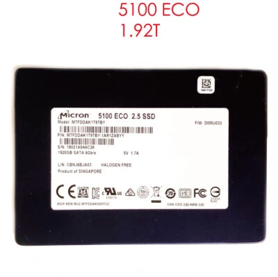Micron 5100 Eco 1.92 TB SSD eTLC SATA III 6Gbps PLP 2.5" MTFDDAK1T9TBY - Image 1 of 4