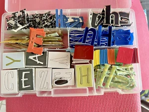 Alphabet chipboard letters 9 different sets for Scrapbooks, cards projects +case - Picture 1 of 4