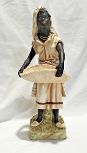 Antique Bernard Bloch Blackamoor Beautiful Woman Smokers Stand Large Figurine - Foto 1 di 14