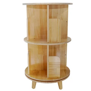 Small Rotating Bookshelf Wood Book Organizer for Living Room Bedroom Study Room - Picture 1 of 9