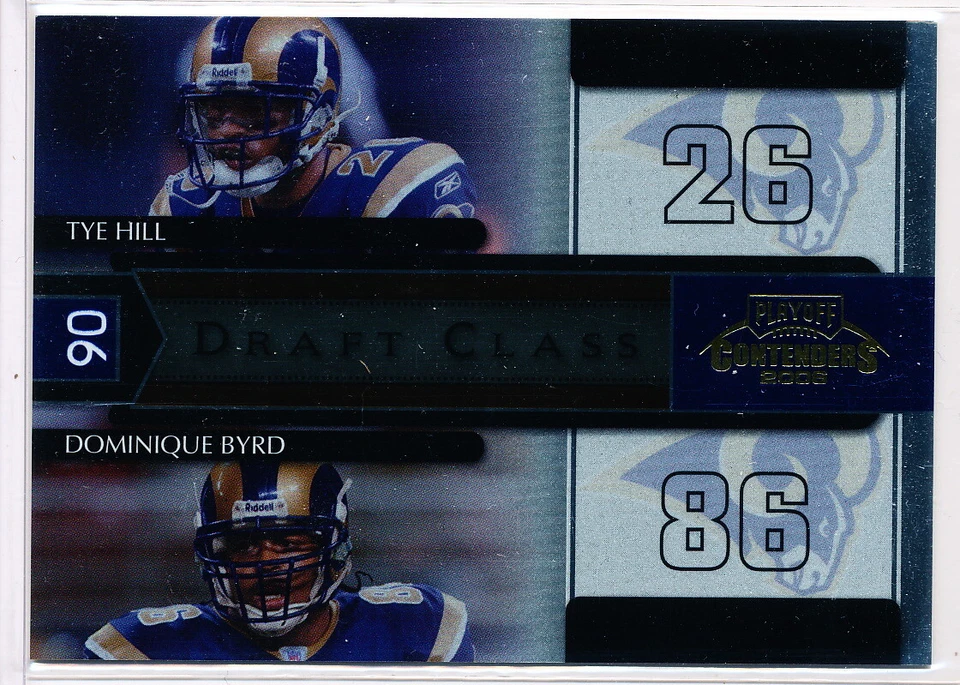 2006 PLAYOFF CONTENDERS DRAFT CLASS #DC-15 TYE HILL & DOMINIQUE BYRD RC /1000 - Image 1 of 1