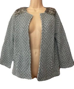 MONSOON 12 BNWT ‘ARABELLA’ Grey Print Sequin Trim Party Jacket/cardigan - Picture 1 of 13