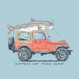 SOUTHERN LURE Catchfish Catch Fish Sky Blue Short Sleeve Cotton Tee Youth XL NWT - Picture 1 of 1