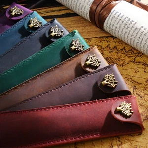 Bolso de almacenamiento de papelería/lápiz individual vintage de cuero de vaca hecho a mano - Imagen 1 de 16