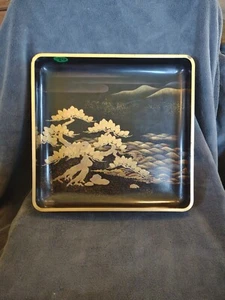 Japanische Lackschale mit Maki-e und Intarsien Hara Yoyusai Edo Periode 11" Bonsai - Bild 1 von 16