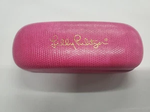 LILLY PULITZER  Eyeglass Case Pink Snakeskin Gold Letter Blue Interior Case Only - Picture 1 of 10