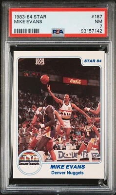 1983-84 Star #187 Mike Evans PSA 7 NM Denver Nuggets Only 3 Graded Higher - Image 1 of 3