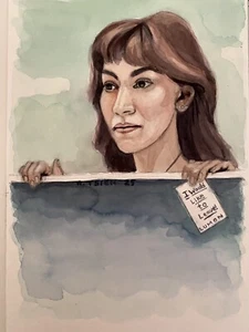 Britt Lower Watercolor. From Apple TV’s Severence. 9”x12”, Signed. - Picture 1 of 4