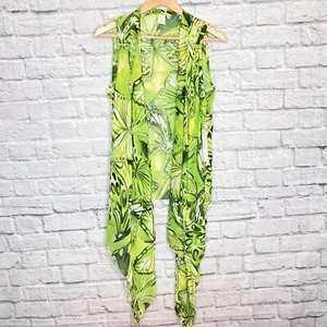 New Jones New York Small S grün Chiffon fließend Schmetterling Wasserfall drapiert Weste - Bild 1 von 4