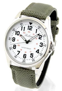 CITIZEN Q&Q Falcon White Green Field Watch QB38-304 Quartz Military Nylon Band - Picture 1 of 17