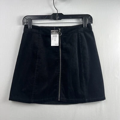 RUE 21 Corduroy Mini Skirt Women Mini Size Small Zip Front A-Line Retro Casual - Image 1 of 4