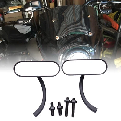 黑色摩托车椭圆形侧镜适用于Harley Dyna Softail Sportster Touring — 第 1/4 张图片