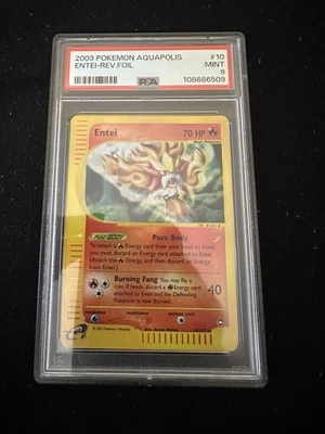 2003 Pokemon PSA 9 MINT Reverse Rare Holo Foil Entei - 10/147 Aquapolis eSeries - Image 1 of 3