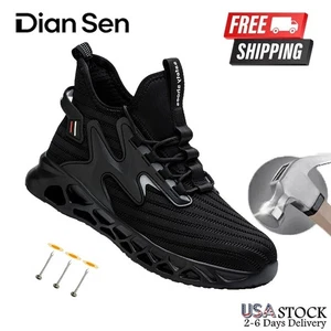 Steel Toe Shoes for Men Breathable Outdoor Work Protective Boots Casual Sneakers - Picture 1 of 24