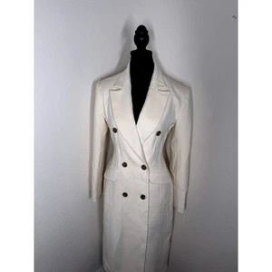 Cappotto midi Karen Millen misto lana italiana clessidra avorio doppiopetto - Foto 1 di 8