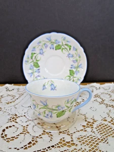 2 Beautiful Shelley Demistasse Cups & Saucers: Harebell, Rosebud - Picture 1 of 11