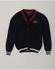 GUESS Boys Cardigan Sweater 6-7 Years Navy Blue Cotton RH03 - Picture 1 of 3