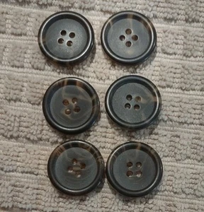 6 Vintage Medium 1” 4-Hole Dark Brown Marbled Buttons Matching Many Available - Picture 1 of 2