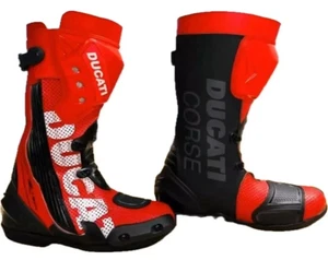 DUCATI Motorrad Leder Stiefel Motorradstiefel aus Leder Herren Bikerstiefel CE - Bild 1 von 2