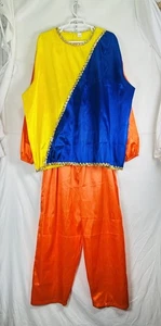 Costume pagliaccio adulto TAGLIA PLUS XXXL 3X set unisex giullare in raso - Foto 1 di 14