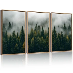 Arte de pared enmarcado paisaje pino niebla verde naturaleza bosques brumosos nórdicos pri... - Imagen 1 de 6