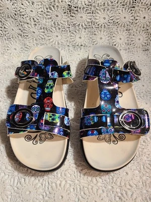 Sandalias Alegria para mujer negras con calavera de azúcar Vita correa en T EU 39 US 8 Foto 1 de 4