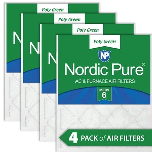 10x24x1 MERV 6 Poly Green AC Furnace Air Filter 4 Pack - Captures Dust/Pollen - Picture 1 of 7