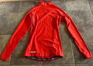 Under Armour Red Pull Over Mock Turtleneck Mens Large Coldgear Long Sleeve Shirt - Picture 1 of 3