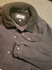 Calvin Klein Mens Sz XL Sherpa Lined Black Duck Canvas Utility Jacket Chore Coat - Picture 1 of 15