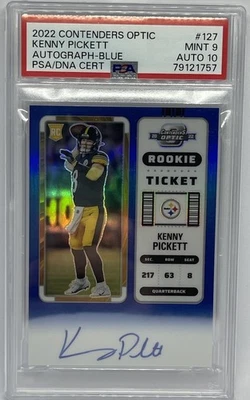 2022 Contenders Optic Blue Prizm Rookie Ticket Kenny Pickett /75 PSA 9 - AUTO 10 - Image 1 of 2