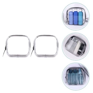  2 PCS Clear Bags for Travel Liquids Mini Makeup Cosmetic with Zipper - Picture 1 of 12