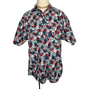 Blusa Camisa Vintage Woolrich 100% Algodón Floral Rosa Abotonada Talla Grande L - Imagen 1 de 7
