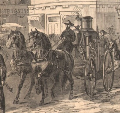 Corpo de Bombeiros Metropolitano de Nova York Corpo de Bombeiros 1866 Impressão Antiga - Imagem 1 de 3