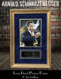 Arnold Schwarzenegger Cigar Laser Engraved Signature Series Photo Custom Framed - Picture 1 of 5
