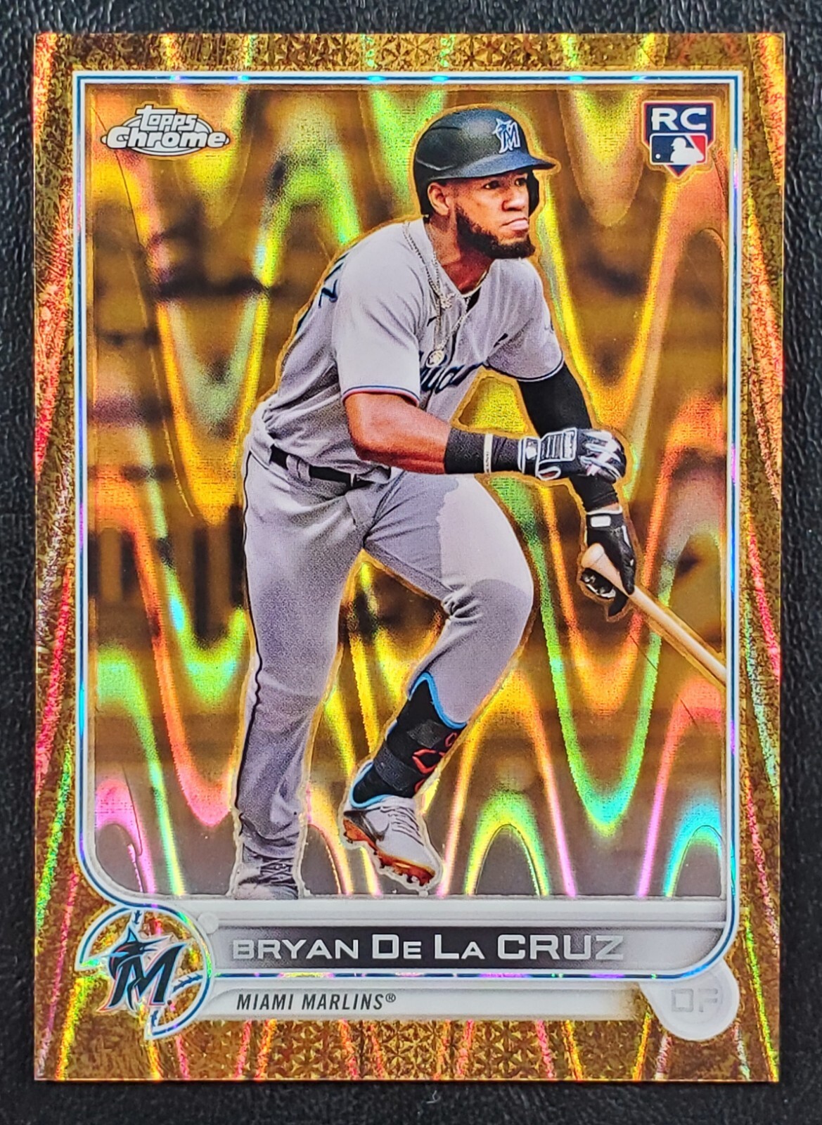 2022 Topps Gilded Collection #6 Bryan De La Cruz /25 Raywave GOLD Etch Chrome RC